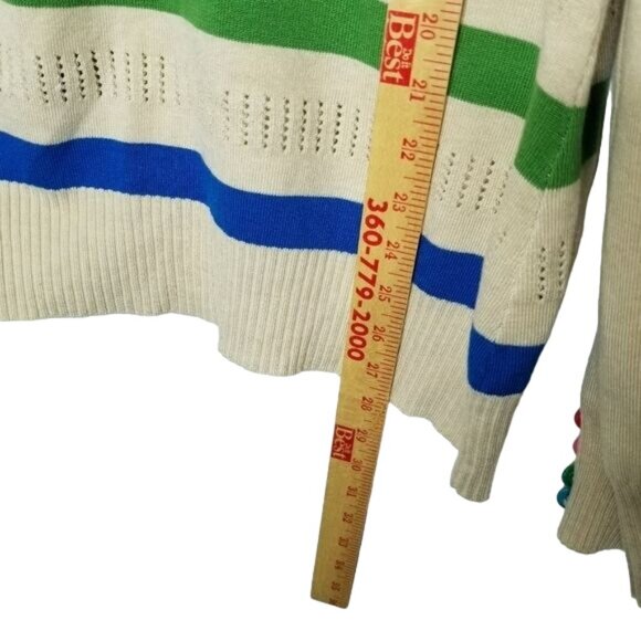 NorthStyle Rainbow Cardigan Open Front Knit Ribbed Hem Multicolor buttons NWOT S - Picture 7 of 10